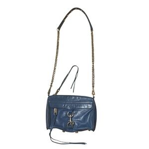 Rebecca Minkoff Blue Leather Crossbody‎ Bag, Gold Chain, Hardware, GUC